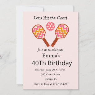 Retro 70s Pickleball Birthday Invitation