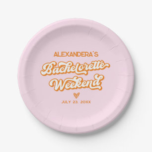 Retro 70s Pink and Orange Summer Bachelorette  Paper Plate
