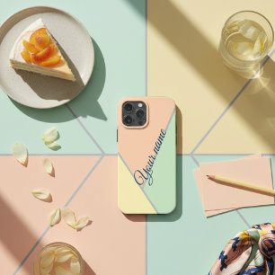 Retro 70S Pink teal Pastel Colour block Pattern iPhone 16 Pro Max Case