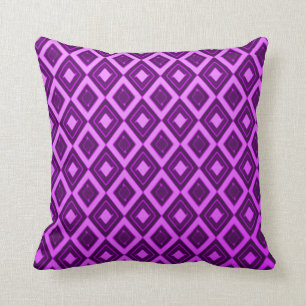 Retro 70's Purple Diamond Pattern Throw Pillow