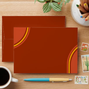 Retro 70s Rainbow Groovy Arch Wedding  Envelope