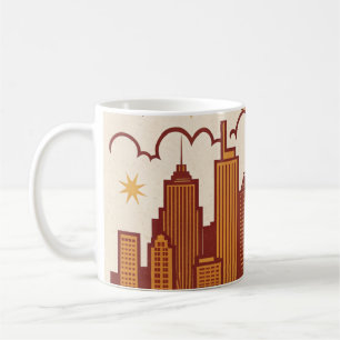 Retro 70s Skyline Christmas Card Coffee Mug