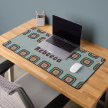 Retro 70s Square Geometric Pattern Personalized  Desk Mat<br><div class="desc">Step into a world of retro vibes with our Retro 70s Square Geometric Pattern Personalized Desk Mat. Featuring a square design inspired by the iconic patterns of the 70s, this desk mat adds a touch of nostalgia to your workspace. Personalize it with your name or initials for a truly groovy...</div>