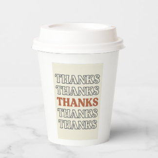 Retro 70s Stacked Typography Thank You Card - Mini Paper Cups