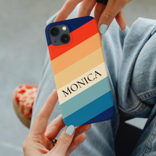 Retro 70s Stripes Groovy Colour Block Personalized Case-Mate iPhone 14 Plus Case