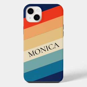 Retro 70s Stripes Groovy Colour Block Personalized iPhone 14 Plus Case