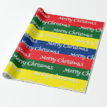 Retro 70s Stripes Merry Christmas Wrapping Paper<br><div class="desc">This design may be personalized in the area provided by changing the photo and/or text. Or it can be customized by clicking Personalize this Template and then choosing the click to customize further option and delete or change the colour of the background, add text, change the text colour or style,...</div>