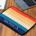 Retro 70s Stripes Modern Template Monogram  Laptop Sleeve<br><div class="desc">This design may be personalized in the area provided by changing the photo and/or text. Or it can be customized by clicking Personalize this Template and then choosing the click to customize further option and delete or change the colour of the background, add text, change the text colour or style,...</div>