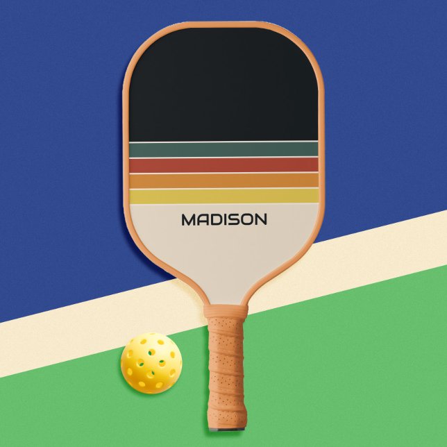 Retro 70s Stripes Personalized Pickleball Paddle (Creator Uploaded)