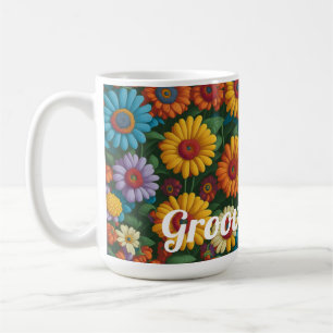 Retro 70s style colourful daisies Groovy Mama Coffee Mug