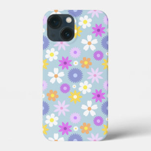 Retro 70s Style Flower Pattern Pastel Colours iPhone 13 Mini Case