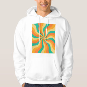 Retro 70s Sunburst Colourful Background Hoodie