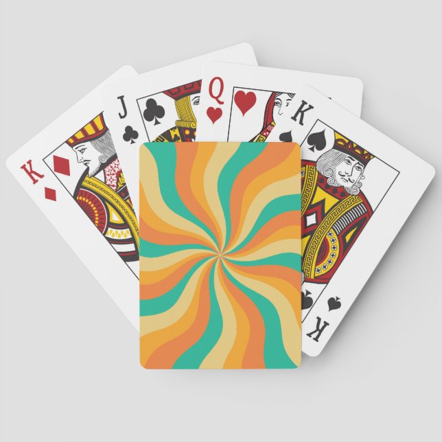 Retro 70s Sunburst Colourful Background Playing Cards (Back)