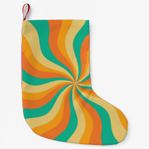 Retro 70s Sunburst Colourful Background Small Christmas Stocking