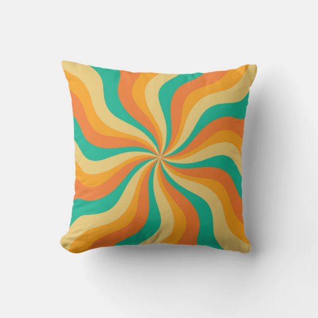 Retro 70s Sunburst Colourful Background Throw Pillow (Front)