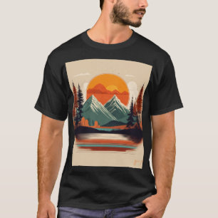 Retro 70s Sunset Mountain Canvas Vintage Nature T-Shirt