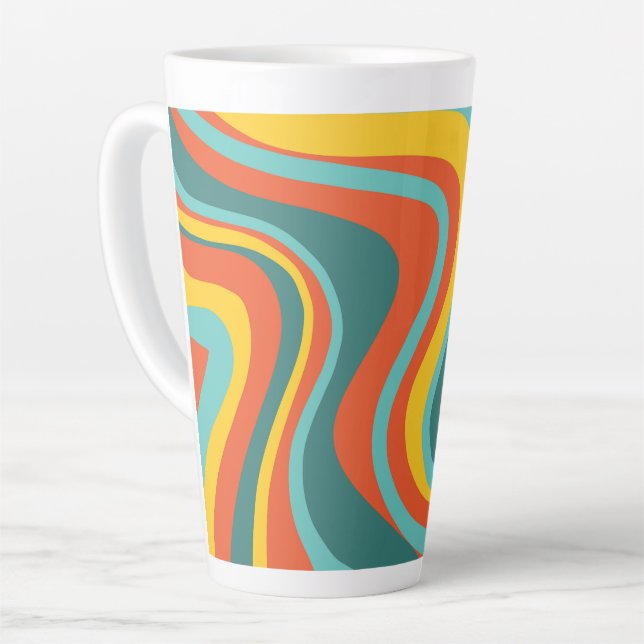 Retro 70s swirls background latte mug (Left Angle)