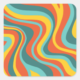 Retro 70s swirls background square sticker