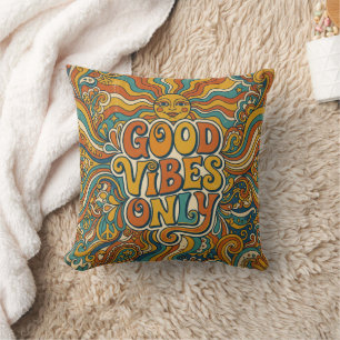 Retro 70s Throw Pillow Groovy Sunburst Decor