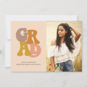 Retro 70s Vibe Photo Graduation Party Invitation