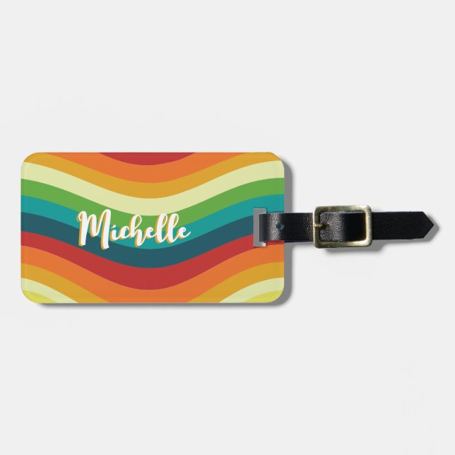 Retro 70s Vintage Luggage Tag (Front Horizontal)