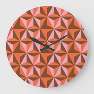 Retro 70's: Vintage Pattern Background Large Clock