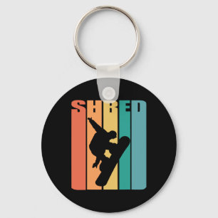 Retro 70s Vintage Snowboard Shirt Snowboarding Air Keychain