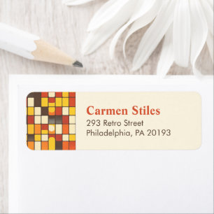 Retro 70s Warm Hued Chequered Print Return Address
