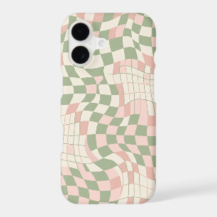 Retro 70s Wavy Chequerboard Distorted Grid Pattern