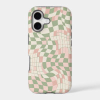 Retro 70s Wavy Chequerboard Distorted Grid Pattern