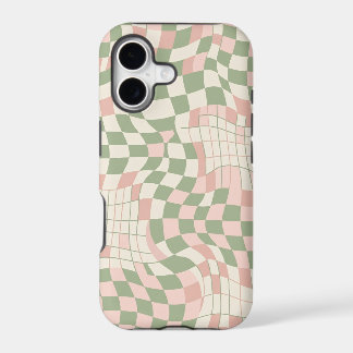 Retro 70s Wavy Chequerboard Distorted Grid Pattern