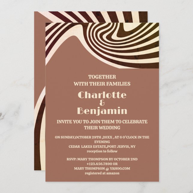 Retro 70s Wedding  Invitation (Front/Back)