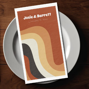 Retro 70s Wedding Personalized Burnt Orange Napkin