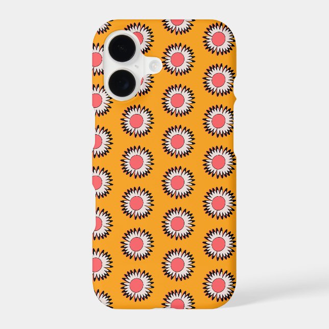 Retro 70s Yellow Pink Daisy Floral Pattern (Back)