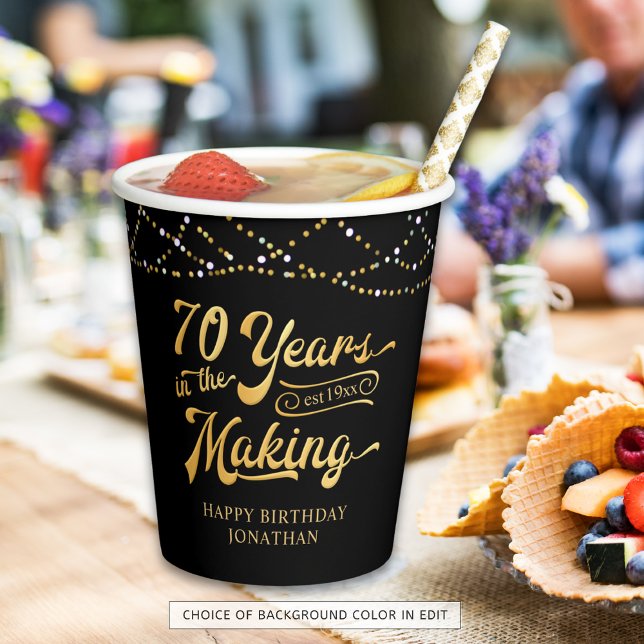 Retro 70th Birthday 70 Years in the Making Lights Paper Cups (Creator Uploaded)