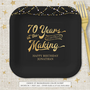 Retro 70th Birthday 70 Years in the Making Lights Paper Plate