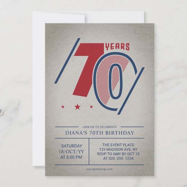Retro 70th Birthday  Invitation (Front)