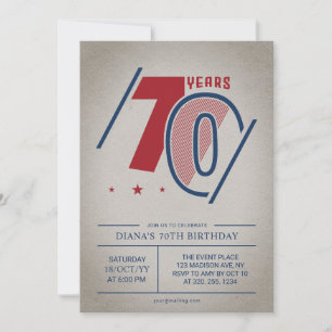 Retro 70th Birthday Invitation