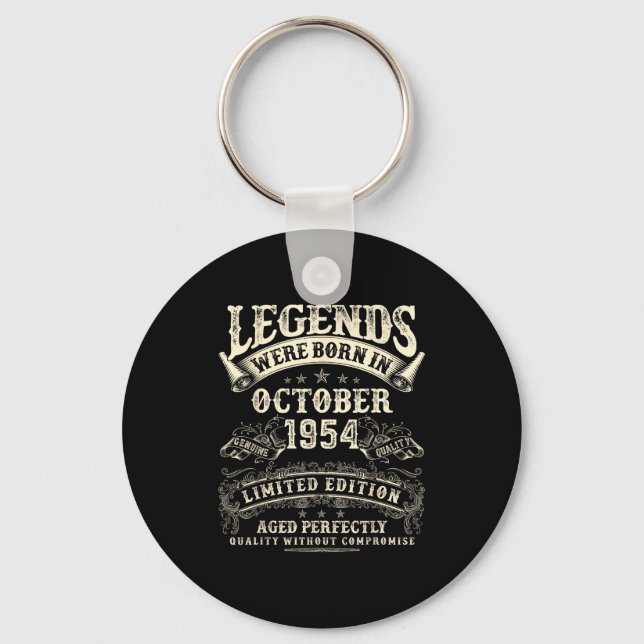 Retro 71st Birthday For Men 71 Year Old October 19 Keychain (Front)