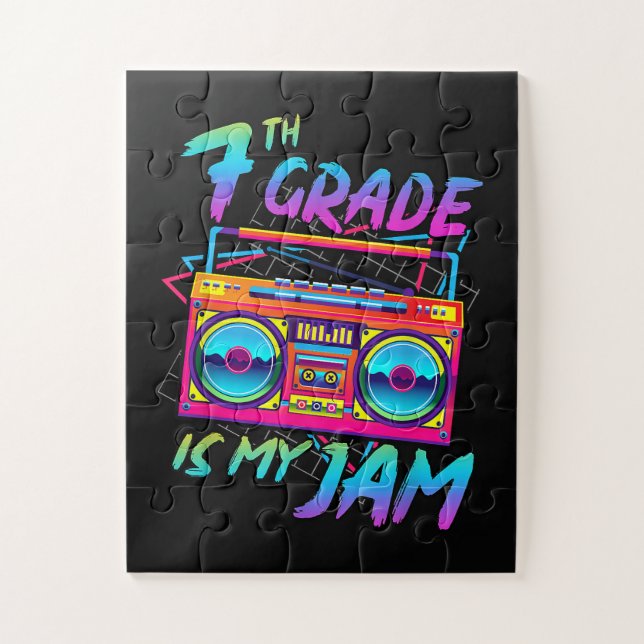 Retro 80s 7th Grade Is My Jam Back To School Jigsaw Puzzle (Vertical)