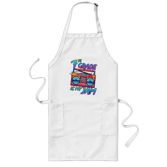 Retro 80s 7th Grade Is My Jam Back To School Long Apron (Front)