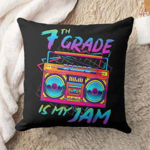 Retro 80s 7th Grade Is My Jam Back To School Throw Pillow