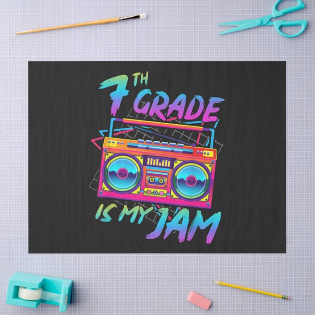 Retro 80s 7th Grade Is My Jam Back To School Tissue Paper (Craft)