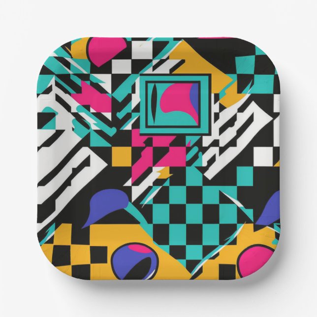 Retro 80s 90s Abstract Party Plates (Front)