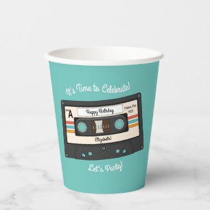 Retro 80's 90's Cassette Tape Music Birthday Party Paper Cups