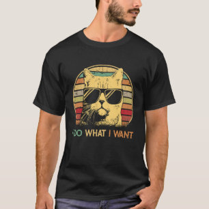 Retro 80s 90s Cat Boys Men I Do What I Want Cat T-Shirt