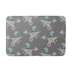 Retro 80s 90s Geometric Print Bath Mat