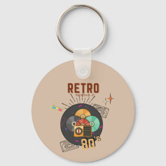 Retro 80s/90s Music CD Cover Design Keychain
