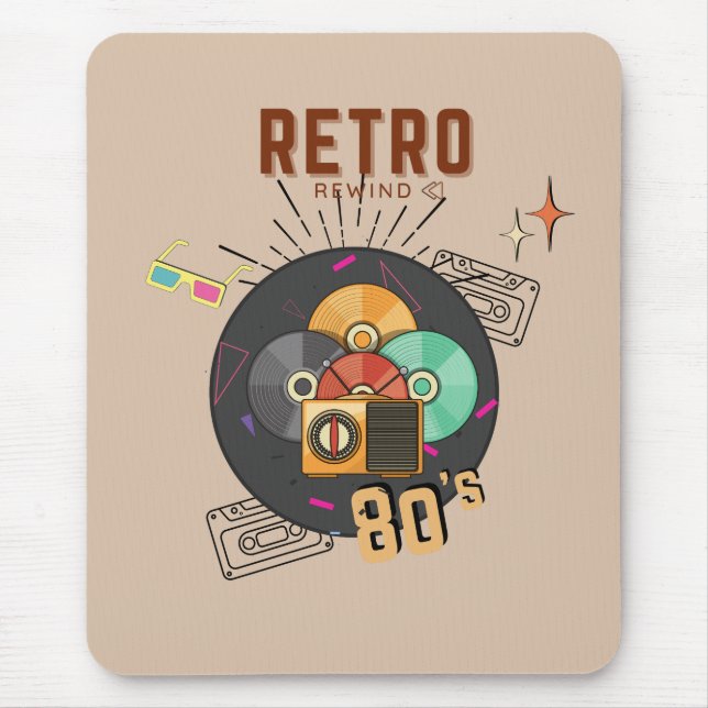 Retro 80s/90s Music CD Cover Design Mouse Pad (Front)