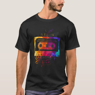 Retro 80's 90's Music Notes Cassette Tape Mixtapes T-Shirt